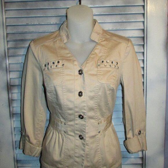WHBM Sz 0 Rhinestone Utility Jacket - Picture 1 of 13